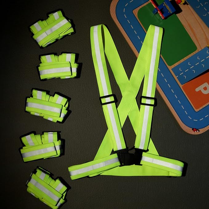 Hercicy 20 Pcs Reflective Vest High Visibility Safety Vests, Adjustable Bright Neon Lightweight Strap Gear (Yellow)