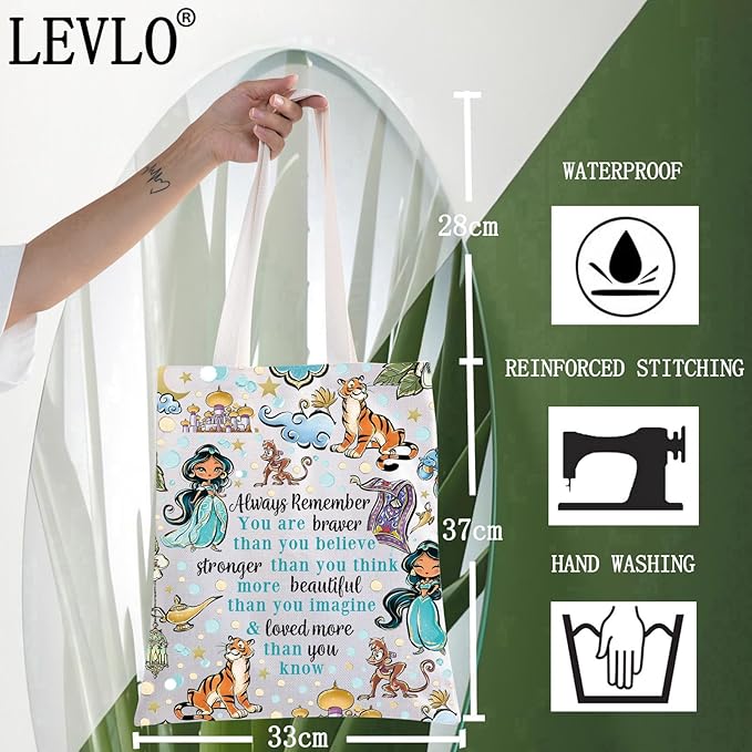LEVLO Princess Arab Cosmetic Make Up Bag Fairy Tales Fans Gift You Are Braver Stronger Smarter Than You Think Princess Zipper Pouch Bag (Arab moli T)