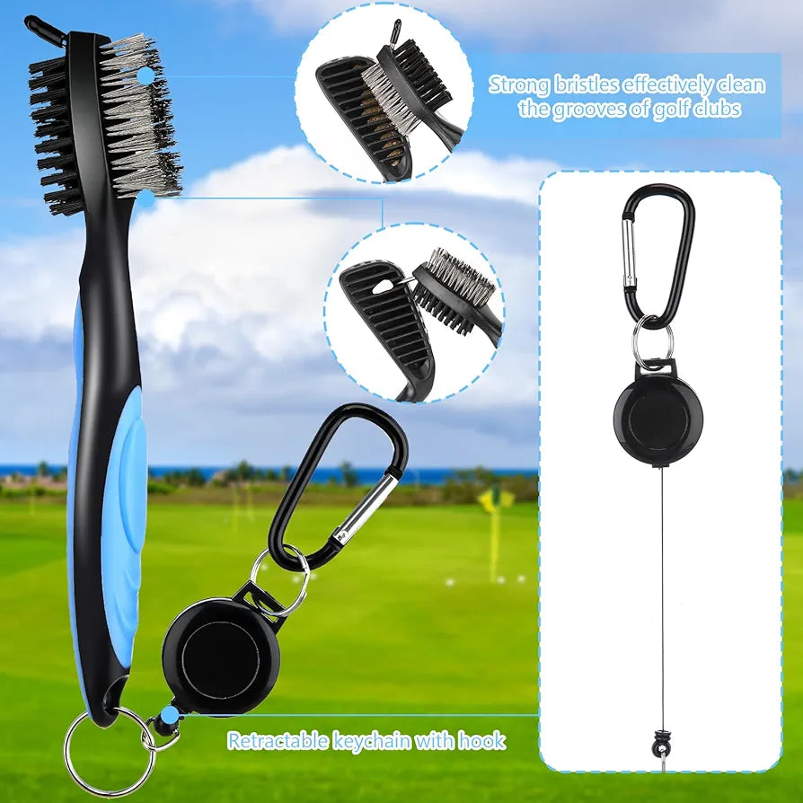9 Pcs Golf Accessories Kit Golf Club Cleaning Kit Include Microfiber Towel, Cleaner Brush, Ball and Tee Holder, Divot Repair Tool, Ball Bag with Hook for Men Women Gifts 