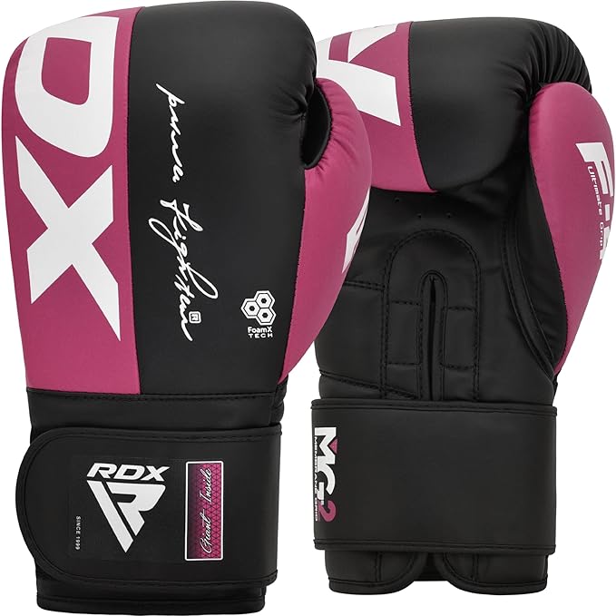 RDX Boxing Gloves, Maya Hide Leather Training Gloves for Muay Thai, Kickboxing, Sparring, Punch Bag, Punching Bag, Kickboxing Gloves, Martial Arts Training, Home Gym, Men, Women, 8 10 12 14 16 oz