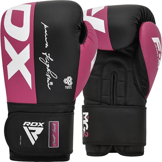 RDX Boxing Gloves, Maya Hide Leather Training Gloves for Muay Thai, Kickboxing, Sparring, Punch Bag, Punching Bag, Kickboxing Gloves, Martial Arts Training, Home Gym, Men, Women, 8 10 12 14 16 oz