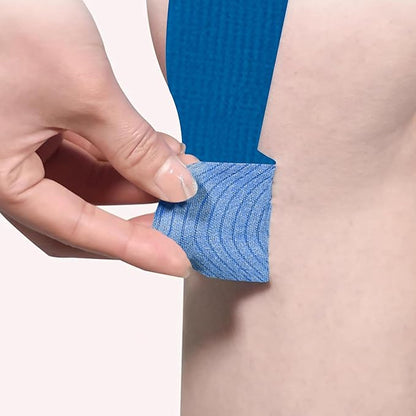 Precut Kinesiology Tape for Knees,12 Pcs – Elastic Knee Support & Stability, Pain Relief – Waterproof, Breathable, Hypoallergenic Athletic Tape (Blue)