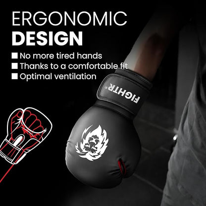 FIGHTR® Boxing Gloves - Maximum Protection & Stability | Boxing Gloves for Boxing, MMA, Muay Thai & Kickboxing | Sizes 8-16 oz, Includes Carry Bag