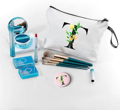 SEAMOON Birthday Maid of Honor Gifts for Women Her Mom Team Teacher Friend Bridesmaid Bride Personalized Makeup Cosmetic Bag with Mirror Valentines Mothers Day Christmas Graduation T