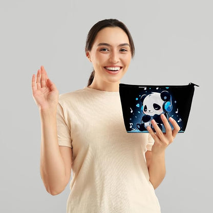 Cute Panda Makeup Bag for Women Girls Cartoon Travel Bags Cosmetic Bag Make Up Bags Zip Pouch for Travel Essentials