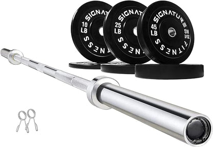 Signature Fitness 2" Olympic Bumper Plate Weight Plates 7FT Olympic