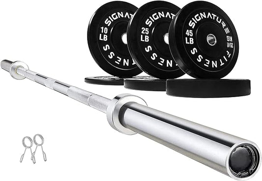 Signature Fitness 2" Olympic Bumper Plate Weight Plates 7FT Olympic