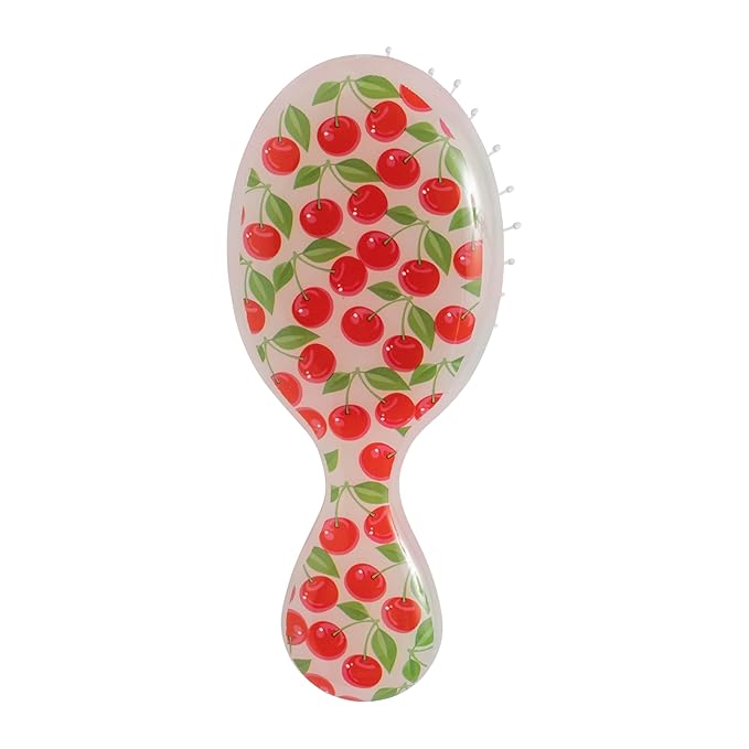 Wet Brush Mini Detangler Hair Brush, Cherry (Tutti Fruitti), Detangling Travel Hairbrush, Ultra-Soft IntelliFlex Bristles Glide Through Tangles with Ease, Pain-Free, All Hair Types, Limtied Edition