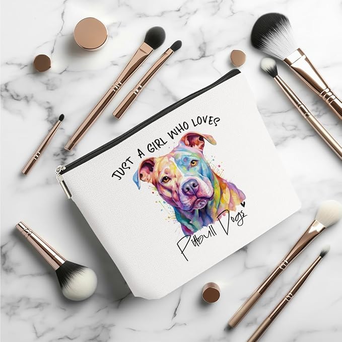 Pit Bull Gifts for Woman Makeup Bag Pitbull Lovers Cosmetic Bag Travel Organizer Bags Makeup Pouch, Christmas Birthday Friendship Animal Lovers Gifts for Women Girls Sisters