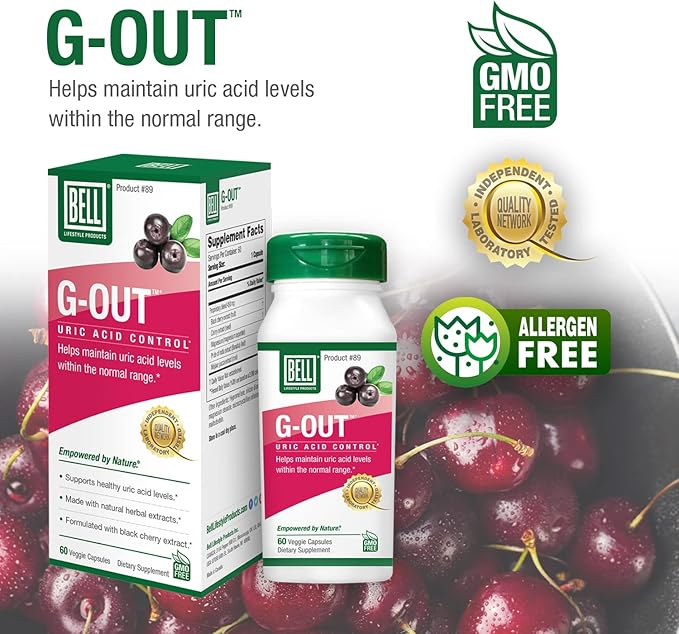 Bell G-Out Uric Acid Cleanse -2 Pack Combo | A Unique Blend of Herbal Extracts That Supports Uric Acid Levels Within Normal Range | 120 Capsules