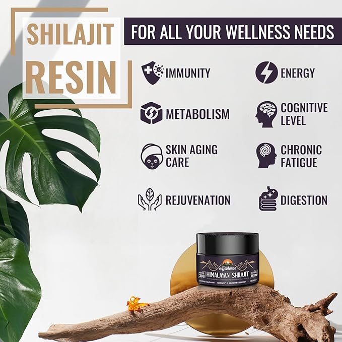 Ajoblanco 600mg Shilajit Pure Himalayan Organic Shilajit Resin - Himalayan Shilajit Resin with Organic Ayurvedic Blend in High Potency for Energy, Strength & Immunity, Pack of 4