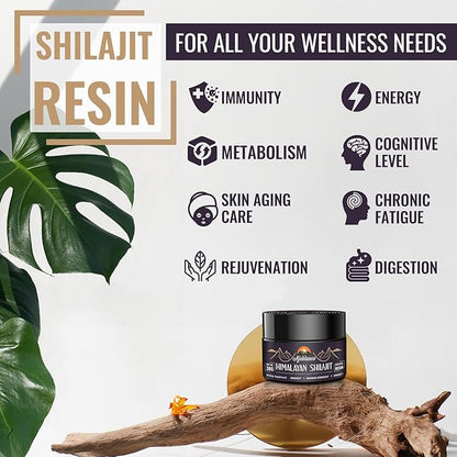 Ajoblanco 600mg Shilajit Pure Himalayan Organic Shilajit Resin - Himalayan Shilajit Resin with Organic Ayurvedic Blend in High Potency for Energy, Strength & Immunity, Pack of 2