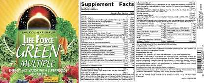 Source Naturals Life Force Green Multiple, Energy Activator with Superfoods*, Helps Bring Balance to All 12 Deep Meatabolic Systems in The Body* - 45 Tablets