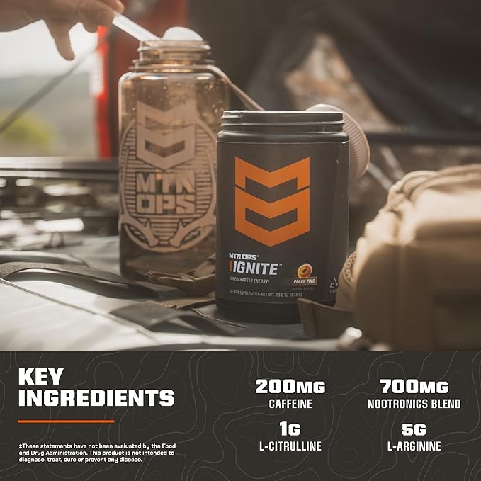 MTN OPS Ignite Supercharged Energy Drink Mix 45-Serving Tub, Tiger's Blood