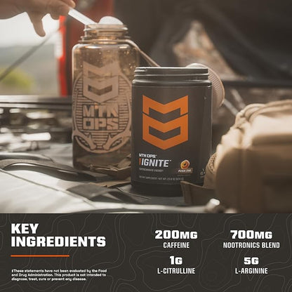 MTN OPS Ignite Supercharged Energy Drink Mix 45-Serving Tub, Tiger's Blood