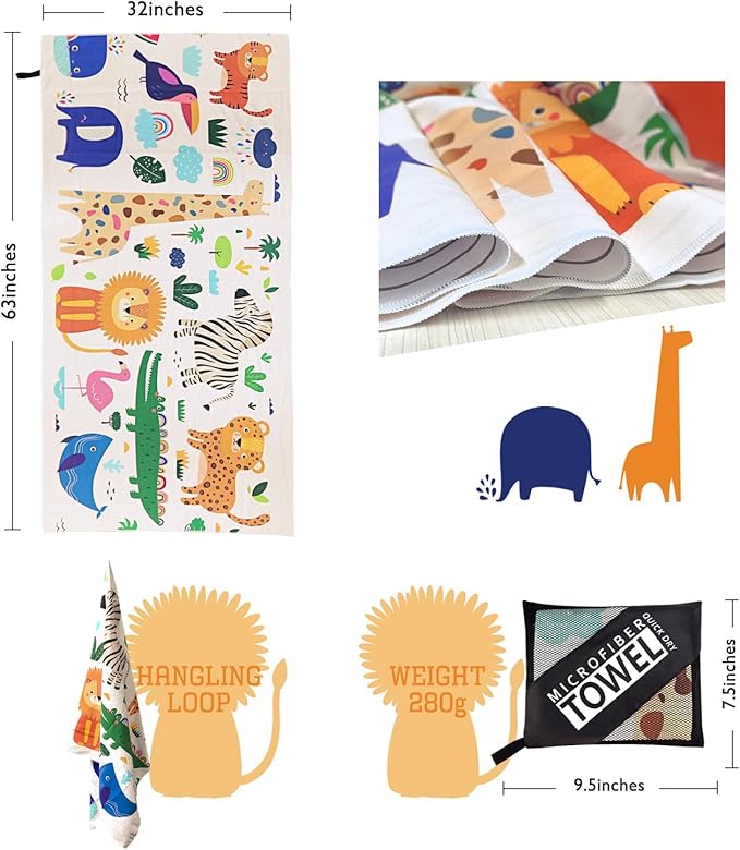 Beach Towel - Microfiber Beach Towels(63" x 32" 1Pcs) -