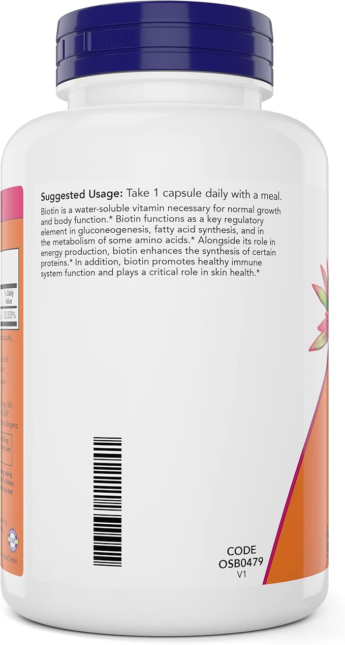 NOW Foods Extra Strength Biotin 10000mcg / 10 mg - 200 Veg Capsules (Pack of 2) - Hair, Skin, Nail - Supplement for Men and Women - B7 Vitamin - Vegetarian, Vegan, Non-GMO