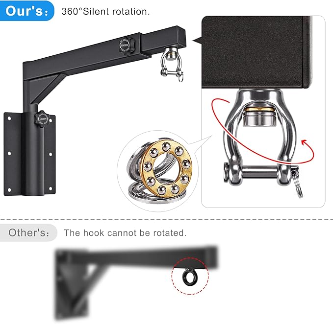 Kipika Heavy Bag Hanger Wall Mount Punching, Rotatable Heavy Duty Boxing Bag Bracket for Home Gym Indoor, Adjustable Length for Kickboxing Bag, Muay Thai Bag,Speed Bag
