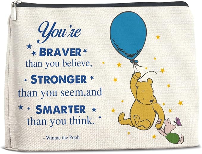 YeleY Friendship Inspirational Winnie the Pooh for Women Winnie the Pooh Cosmetic Makeup Bag for Teens Women Friends Sisters Daughter