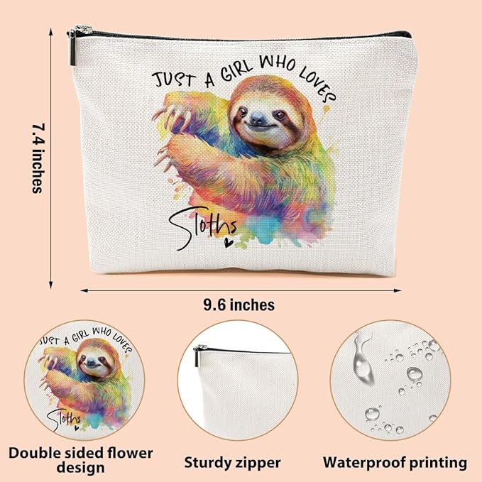 Sloth Gifts Makeup Bag Sloth Stuff Sloths Lovers Cosmetic Bag Travel Organizer Bags Makeup Pouch, Christmas Birthday Animal Lovers Gifts for Women Girls Friends