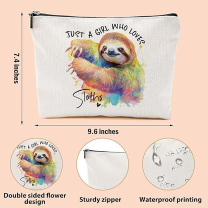 Sloth Gifts Makeup Bag Sloth Stuff Sloths Lovers Cosmetic Bag Travel Organizer Bags Makeup Pouch, Christmas Birthday Animal Lovers Gifts for Women Girls Friends