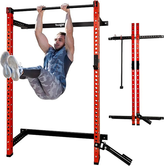 Yes4All Squat Rack for Home Gym, Adjustable Barbell Stand Rack, Multi-Function Weight Lifting, Dip Bar Station, Bench Press Rack Stand, Weight Plate Storage - Capacity Up to 600LBS