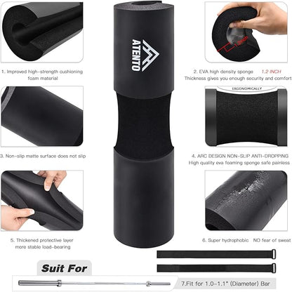 ATENTO 10Pcs Barbell Pad Set with Weight Lifting 3 levels 2 Gym 2 Lifting
