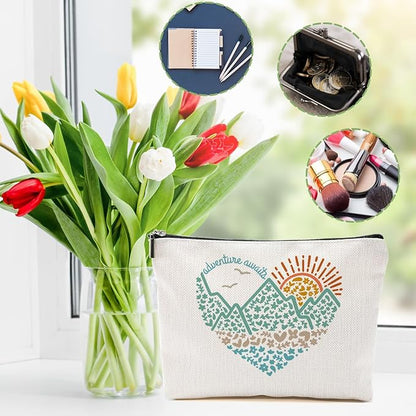 2pcs Camping Gifts for Women Makeup Bag, Travel Essential Cosmetic Bag Camping Essentials Birthday Gifts for Women Female Girls Sister BFF, Outdooor Enthusiasts Toiletry Bags
