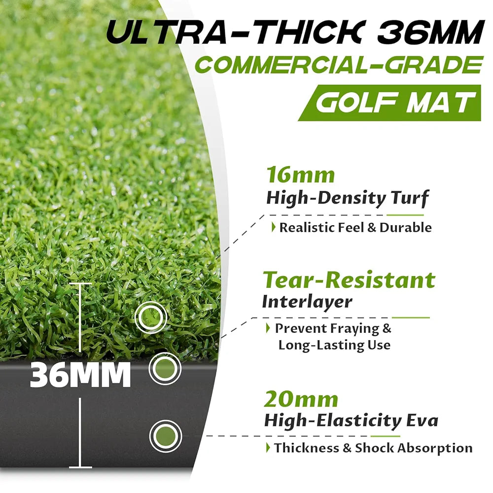 Bltend Thickened Golf Mat: 5x4ft & 5x5ft Heavy-Duty Golf Hitting Mats Practice Outdoor/Indoor, Elite Dense Artificial Turf Matt Training Aid for Backyard/Garage/Driving Range/Simulators
