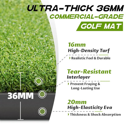 Bltend Thickened Golf Mat: 5x4ft & 5x5ft Heavy-Duty Golf Hitting Mats Practice Outdoor/Indoor, Elite Dense Artificial Turf Matt Training Aid for Backyard/Garage/Driving Range/Simulators
