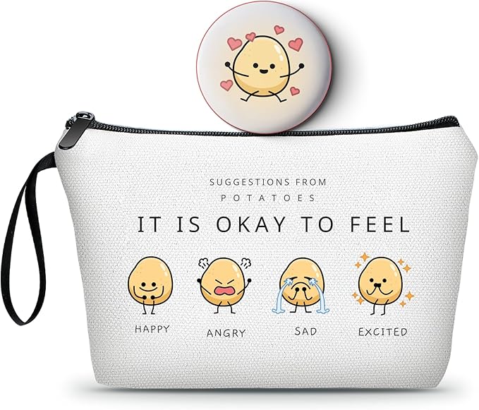 Potato Gifts,Fun Gifts for Women,Sisters, Daughter, Positivity Gifts,Funny Makeup Bag with Mirror, Friend Birthday Gifts for Women,Womens Gifts Unique,Christmas Gifts