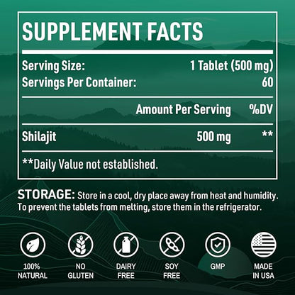 30,000 MG Shilajit Tablets, Shilajit Himalayan Organic, with Fulvic Acid & 85+ Trace Minerals, More Effective Than Shilajit Resin & Capsules, Shilajit for Men & Women, with Lab Test. 120 Count.