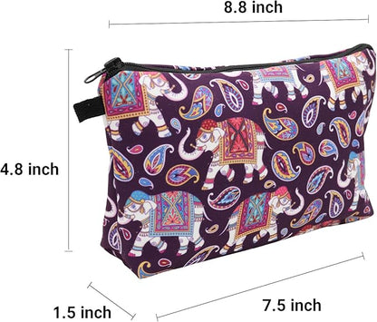 Cute Travel Makeup Bag Cosmetic Bag Small Pouch Gift for Women (Elephant Paisey)