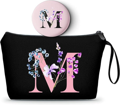 SEAMOON Birthday Maid of Honor Gifts for Women Her Mom Team Teacher Friend Bridesmaid Bride Personalized Makeup Cosmetic Bag with Mirror Valentines Mothers Day Christmas Graduation M