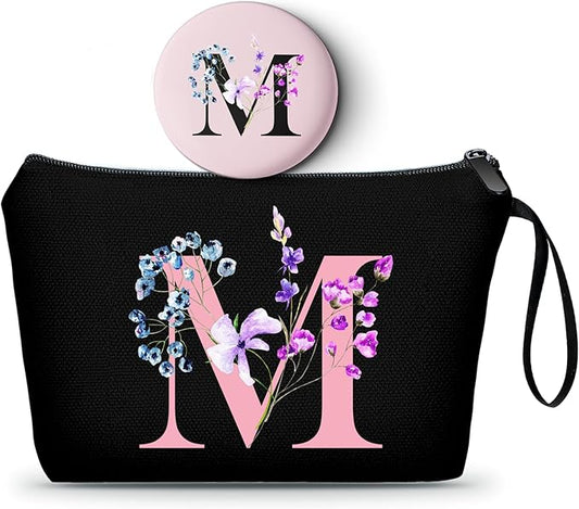 SEAMOON Birthday Maid of Honor Gifts for Women Her Mom Team Teacher Friend Bridesmaid Bride Personalized Makeup Cosmetic Bag with Mirror Valentines Mothers Day Christmas Graduation M