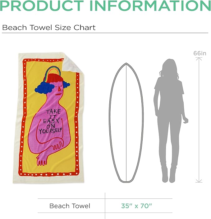 Bedsure U Series 100% Cotton Beach Towel 35"x70"