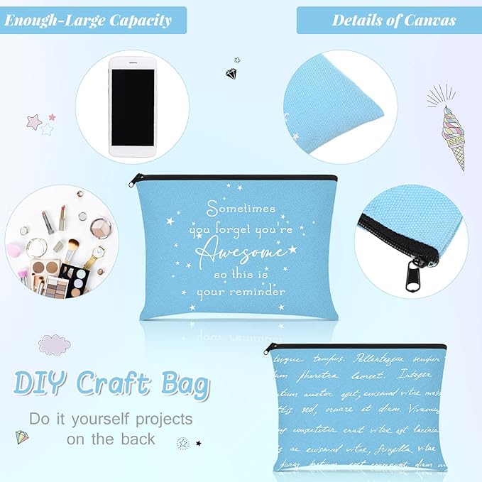 Sieral 24 Pcs Inspirational Makeup Bag Appreciation Nurse Gift for Women You're Awesome Cosmetic Bags Employee Motivational Gifts for Coworkers Teacher Mom Assistant Nurse(Bright Color)