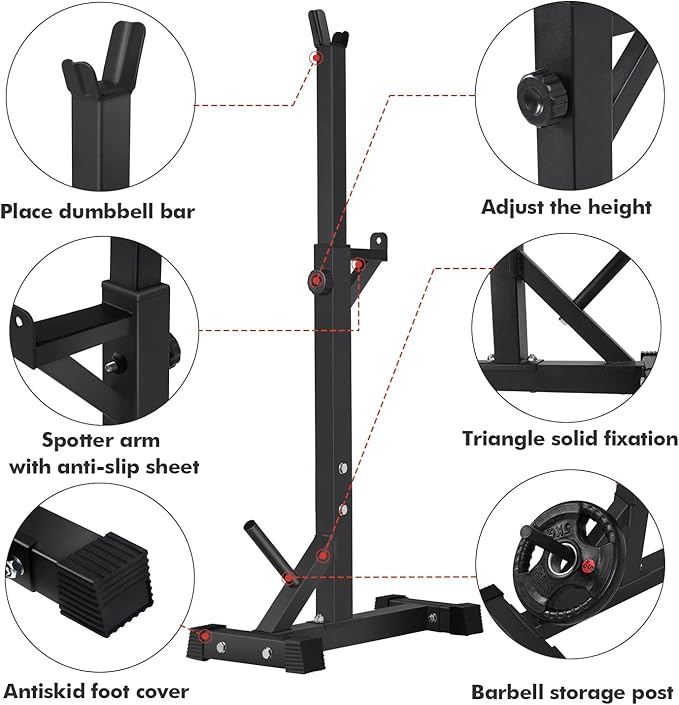 BangTong&Li Squat Rack Stand,Barbell Rack,Bench Press Rack Stand Home Gym Adjustable Weight Rack 550Lbs
