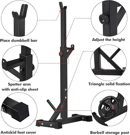 BangTong&Li Squat Rack Stand,Barbell Rack,Bench Press Rack Stand Home Gym Adjustable Weight Rack 550Lbs