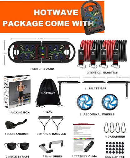 HOTWAVE Portable Exercise Equipment with 16 Gym Accessories.20 1 Push