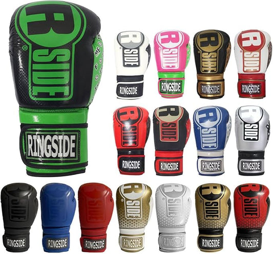 Ringside Apex Flash Sparring Gloves, IMF-Tech Boxing Gloves with Secure Wrist Support, Synthetic Boxing Gloves for Men and Women, Black and Green, 14 Oz