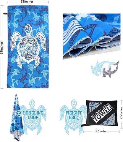 Beach Towel - Microfiber Beach Towels(63" x 32" 1Pcs)- Quick