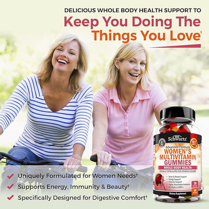 Women's Multivitamin Gummies with A C B6 B12 D & E Vitamins for Immune Support - Gummy Multivitamins for Bone Breast Skin Joint & Energy Health - Multivitamin for Women - Mixed Berry Flavor, 60 Count