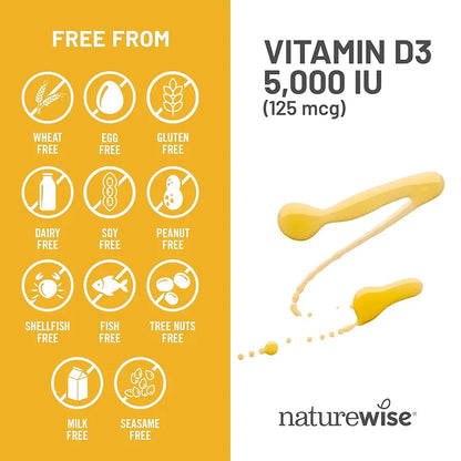 NatureWise Vitamin D3 5000iu  90-Day Supply for Immune Support, Healthy Muscle Function, and Bone Health - Non-GMO, Gluten-Free in Organic Extra Virgin Olive Oil, , 90 Count