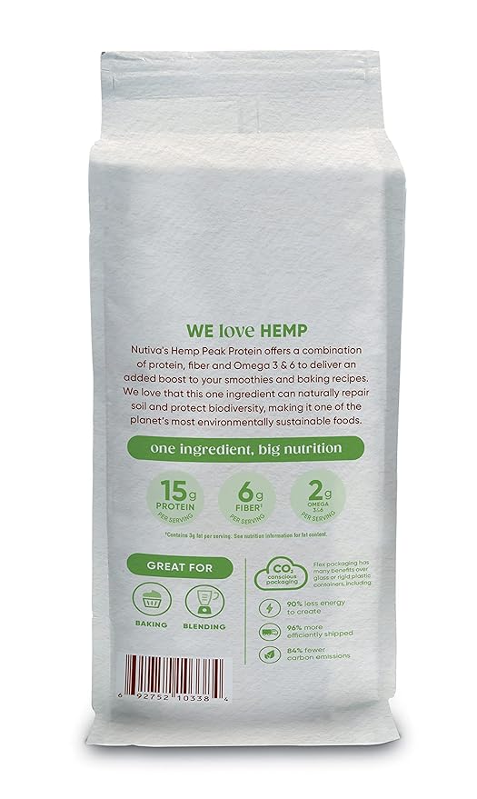 Nutiva Organic Cold-Pressed Raw Hemp Seed Protein Powder, Peak Protein, 30 Oz, USDA Organic, Non-GMO, Whole 30 Approved, Vegan, Gluten-Free & Keto, Plant Protein with Essential Amino Acids