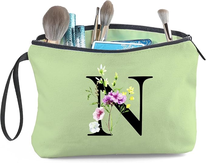 SEAMOON Appreciation Initial Monogram Gifts for Sisters from Sister Employees Team Bride Womens Unique Mom Personalized Makeup Cosmetic Bag with Mirror Mothers Day Christmas Graduation N