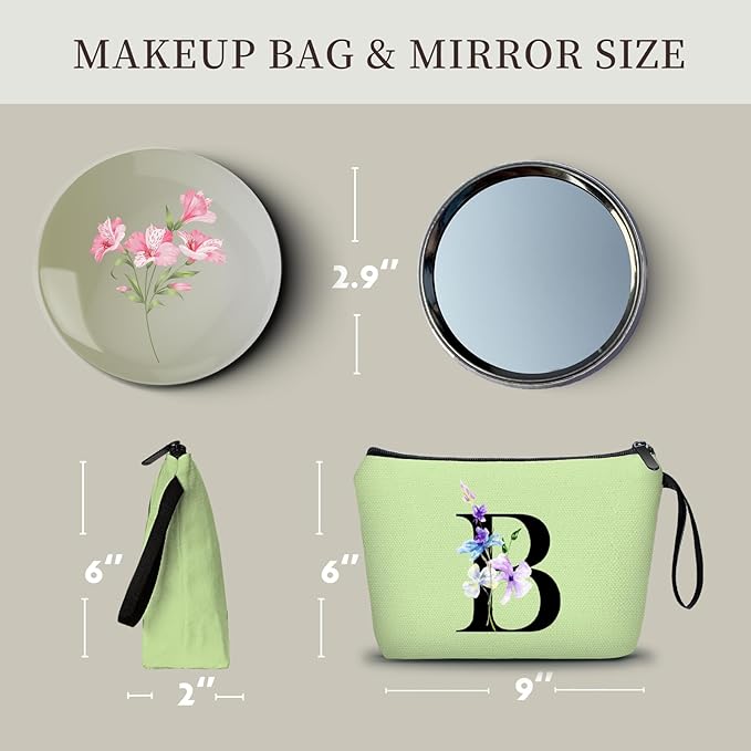 SEAMOON Birthday Inspirational Bridesmaid Proposal Team Small Gifts for Women Mom Aunt Teacher Sister Coworkers Makeup Cosmetic Bag Travel with Mirror Mothers Day Christmas Graduation B