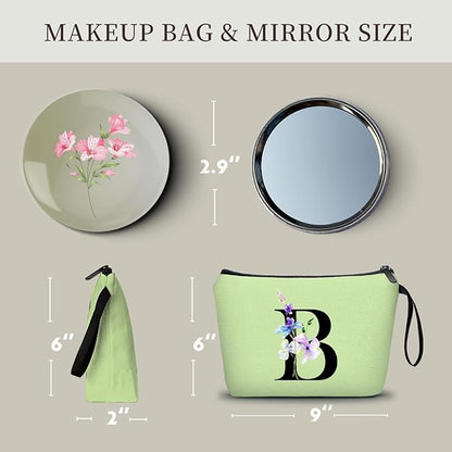 SEAMOON Birthday Inspirational Bridesmaid Proposal Team Small Gifts for Women Mom Aunt Teacher Sister Coworkers Makeup Cosmetic Bag Travel with Mirror Mothers Day Christmas Graduation B