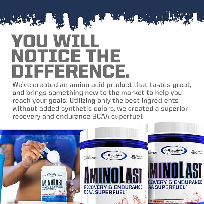Gaspari Nutrition Aminolast, Recovery and Endurance BCAA Superfuel, 2:1:1 Amino Acid Ratio, Fueled with Electrolytes (30 Servings, Fruit Punch)