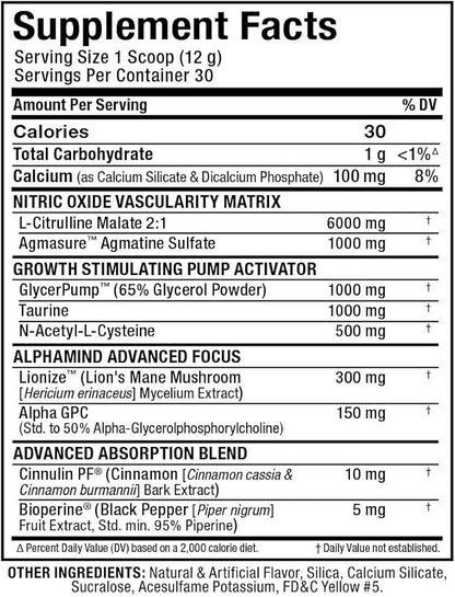 ALLMAX Impact Pump, Blue Raspberry - 360 g - Stim-Free Pre-Workout Formula - Boosts Pumps & Mind-Muscle Connection - with Citrulline Malate & Lion’s Mane - Up to 30 Servings